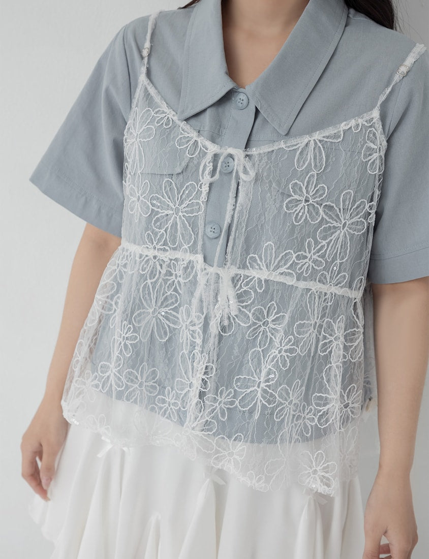 Delicate Floral Lace Layering Plus Size Camisole Vest