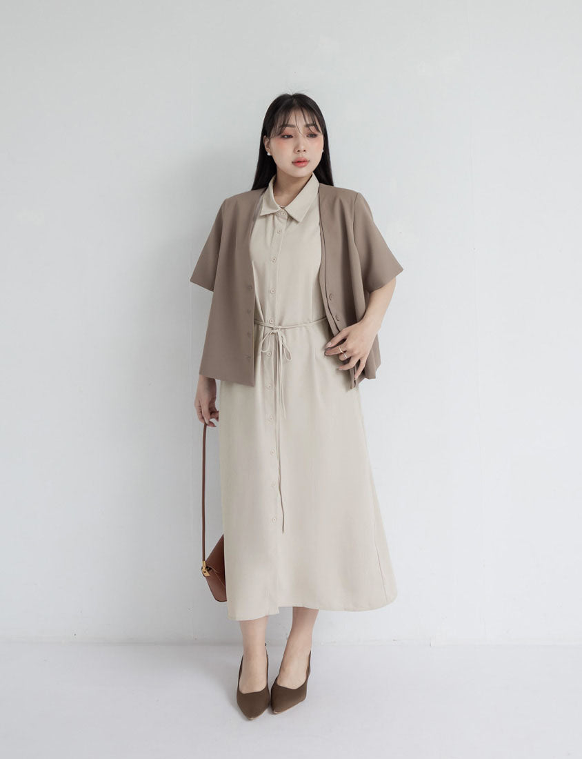 MISS. Minimal Shirt Plus Size Maxi Dress (With Belt)