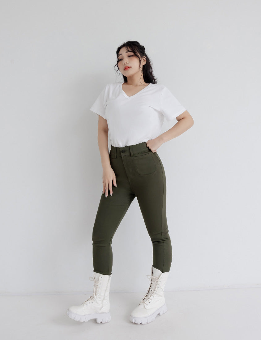 Tummy-Flattering Plus Size Slimming Pants (Single Button)