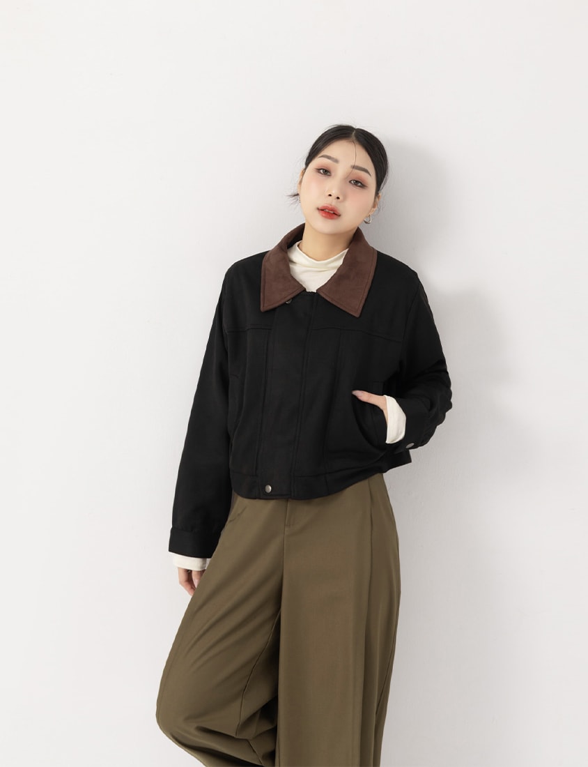 MUA! Topstitched Design Elastic Back Plus Size Tapered Pants