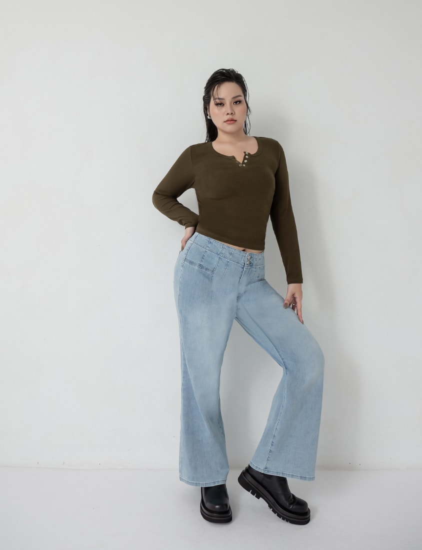 MUA! High Waist Corset Sculpting Long Leg Plus Size Flare Jeans