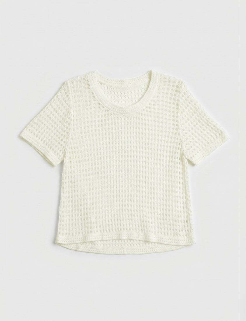 Summer Hollow Knit Short Sleeve Plus Size Top
