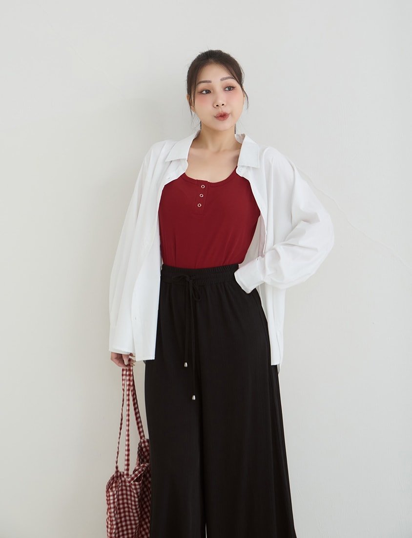 Cooling Lyocell Ribbed Crewneck Plus Size Tank Top
