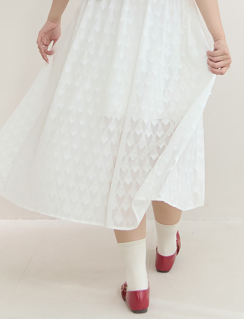 All-Over Heart Jacquard Plus Size Long Camisole Vest