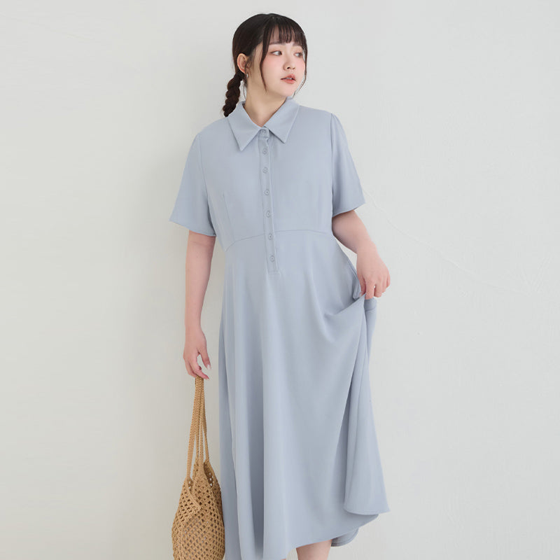 Silky Cool Slim Fit Plus Size Shirt Dress