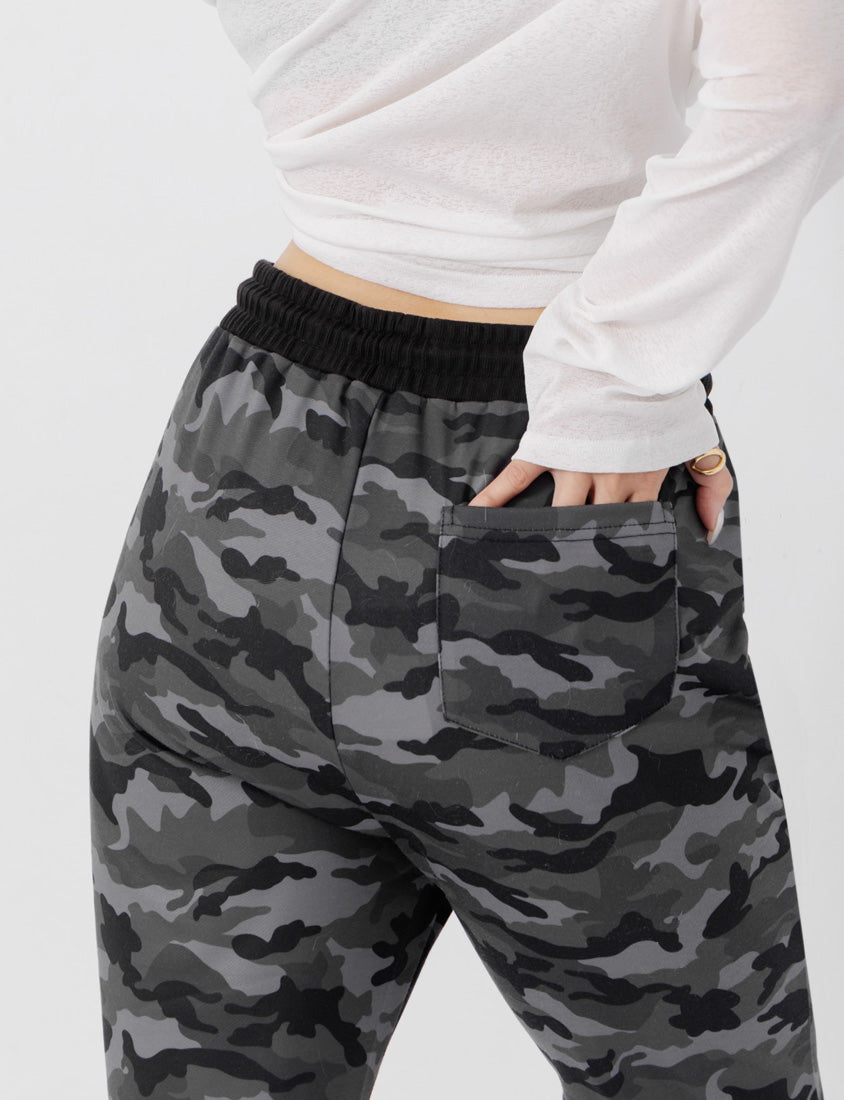 MUA! Cool Camo Drawstring Stitch Plus Size Flare Pants