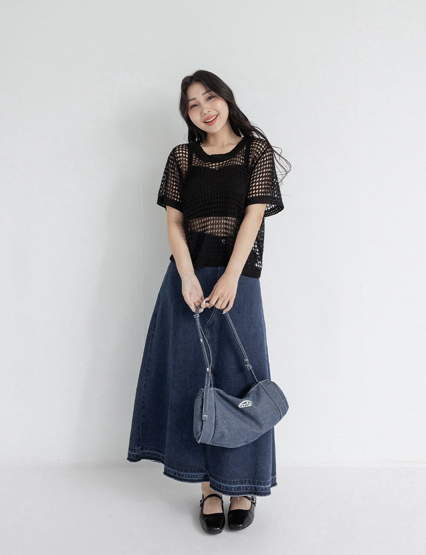 Summer Hollow Knit Short Sleeve Plus Size Top