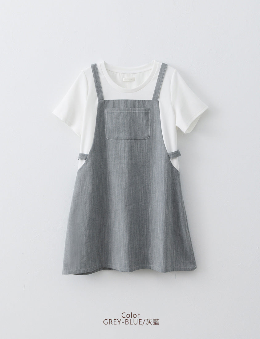 Denim Faux Two Piece Cloud Cotton Plus Size Mini Dress