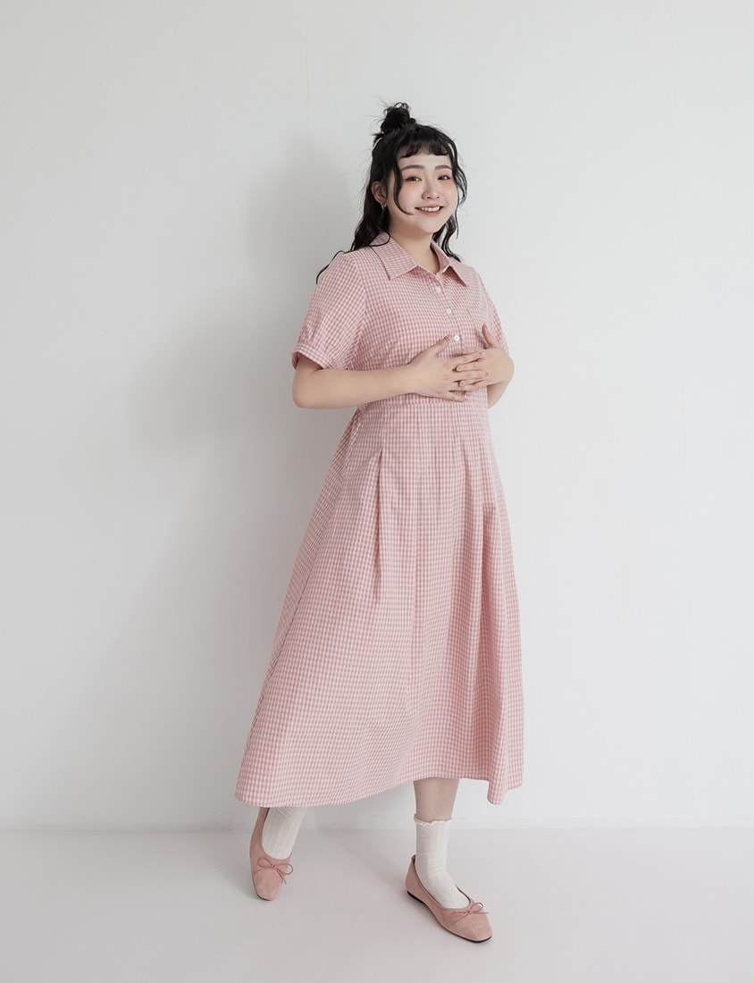 Collared Button-Up Gingham Plus Size Maxi Dress