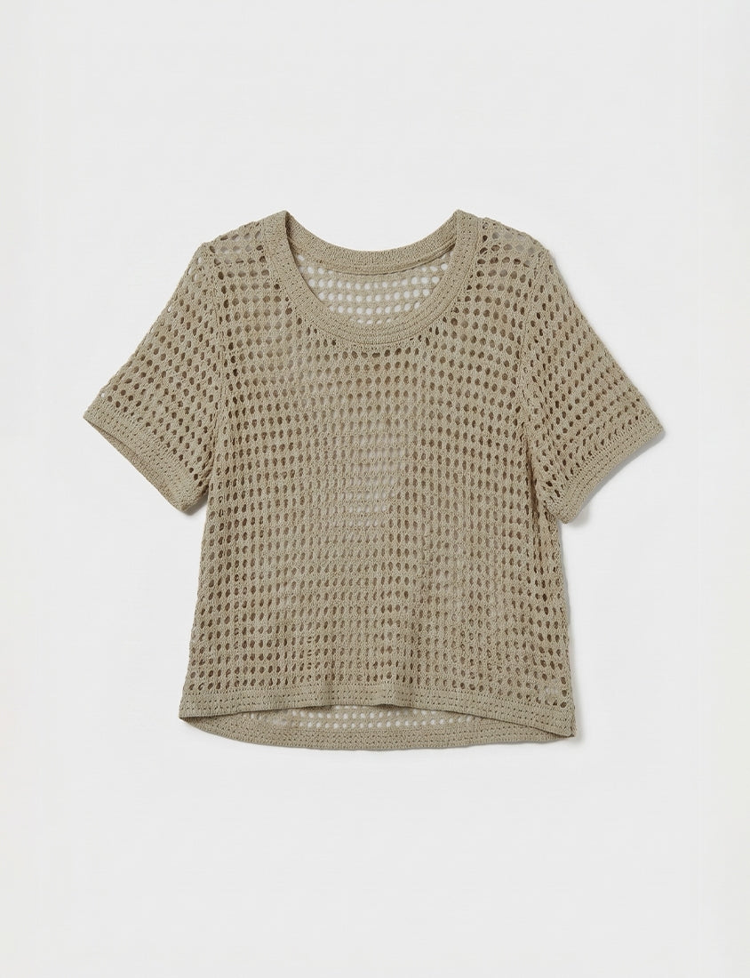 Summer Hollow Knit Short Sleeve Plus Size Top