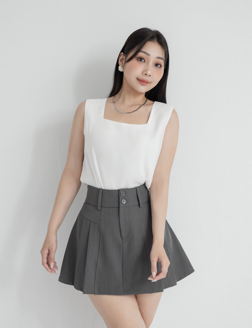 MISS. Textured Crinkle Chiffon Square Neck Plus Size Tank Top