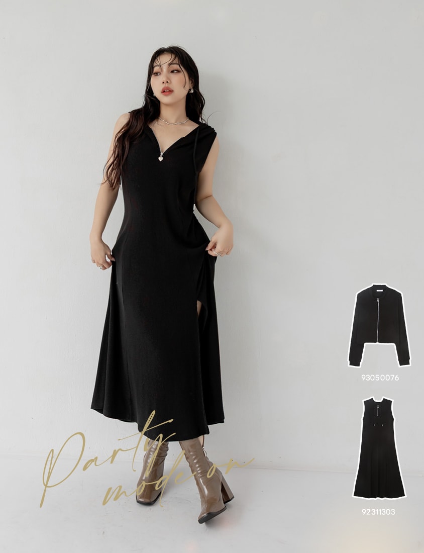 MUA! High Slit Sleeveless Plus Size Hoodie Dress