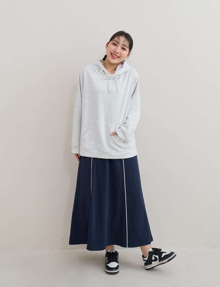 American Sporty Colorblock Piped Plus Size Maxi Skirt