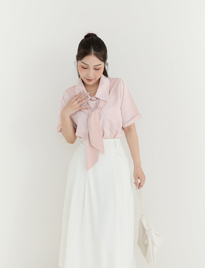MISS. Morandi Faux Two Piece Plus Size Shirt (With Shawl)