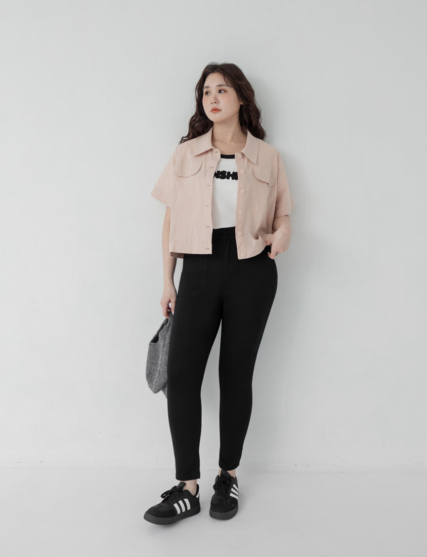 Contrast Fuzzy Embroidery Plus Size Crewneck Tee