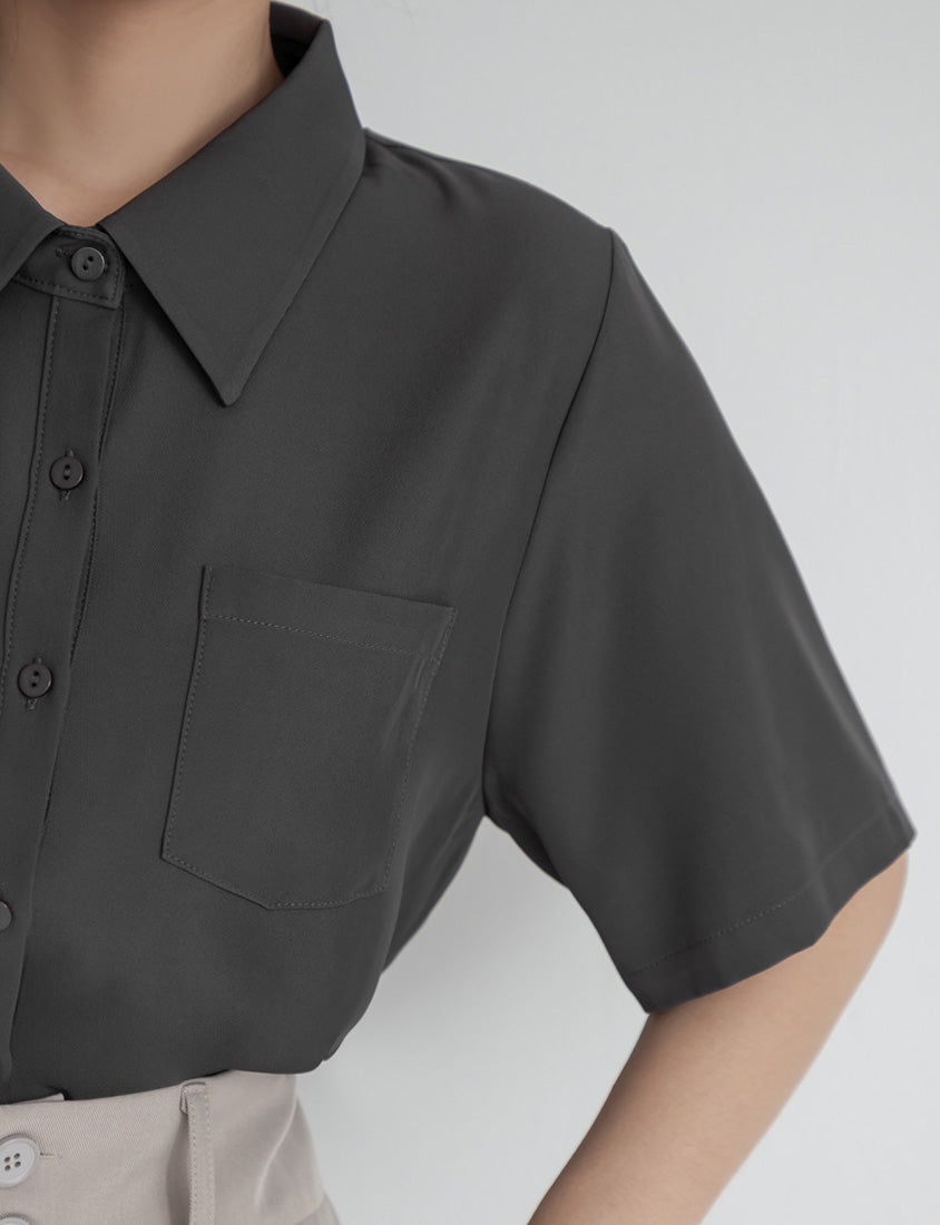 MISS. Silky Cool Classic Morandi Plus Size Shirt