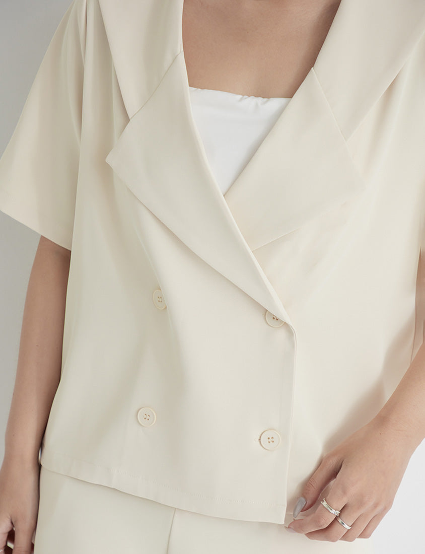 MISS. Silky Cooling Sailor Collar Plus Size Blazer