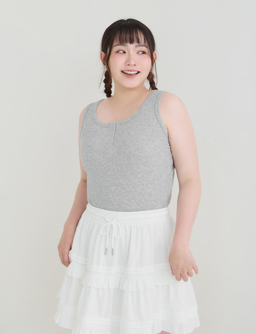 Cooling Lyocell Ribbed Crewneck Plus Size Tank Top