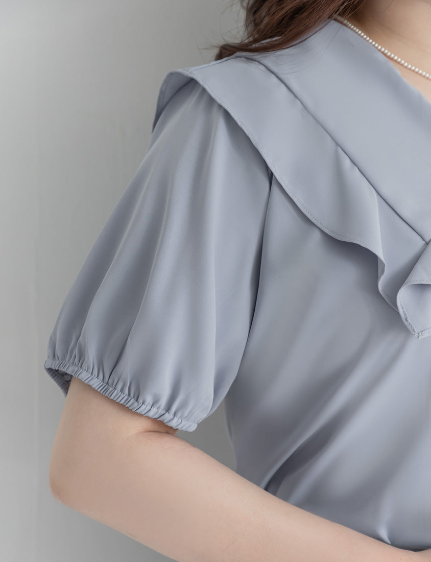 MISS. Ruffle Collar Chiffon Plus Size Shirt