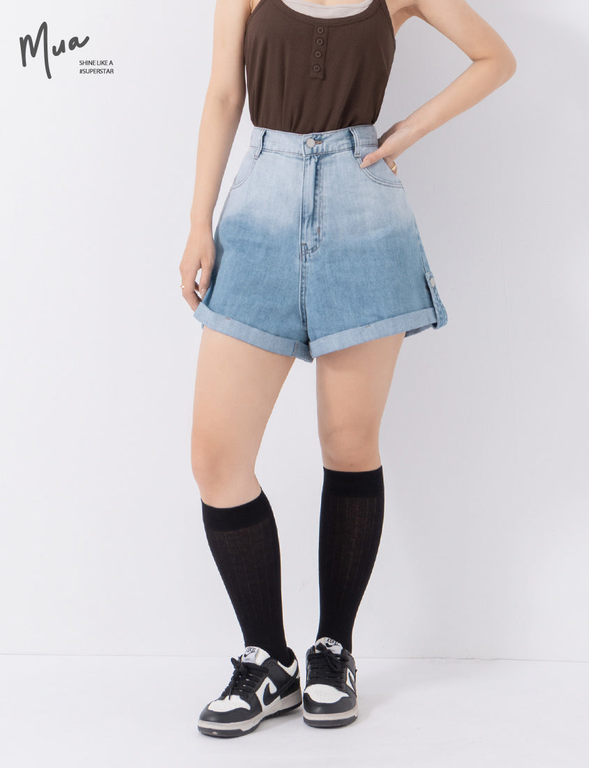 MUA! Gradient Cuffed Denim Plus Size Shorts
