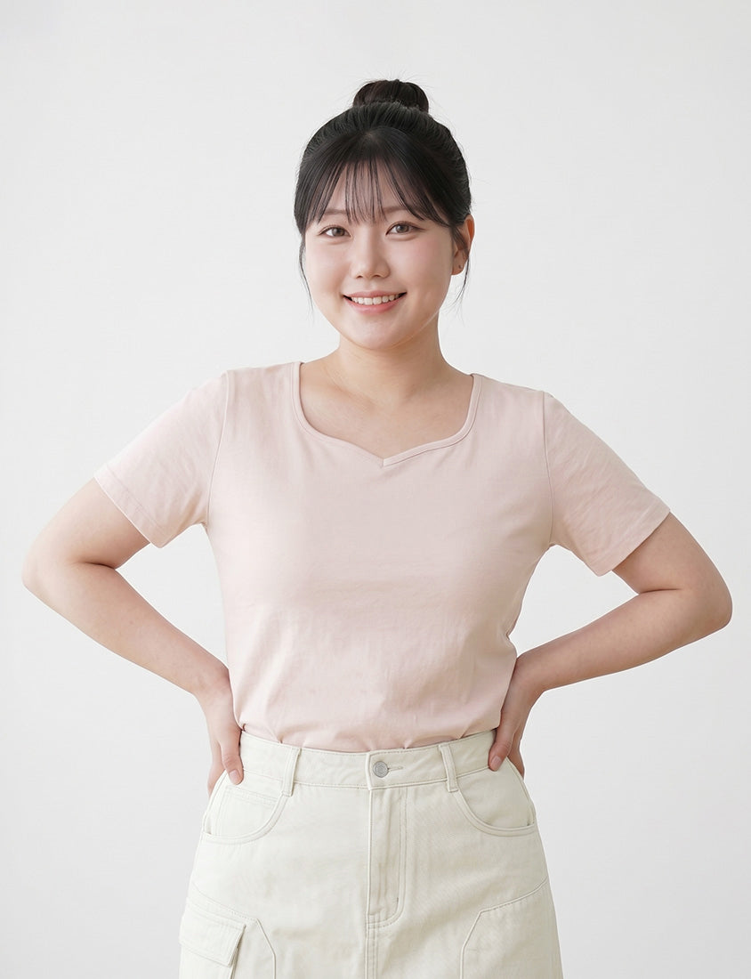 Upgraded 2.0! Sweetheart Neckline Plus Size Slim Tee