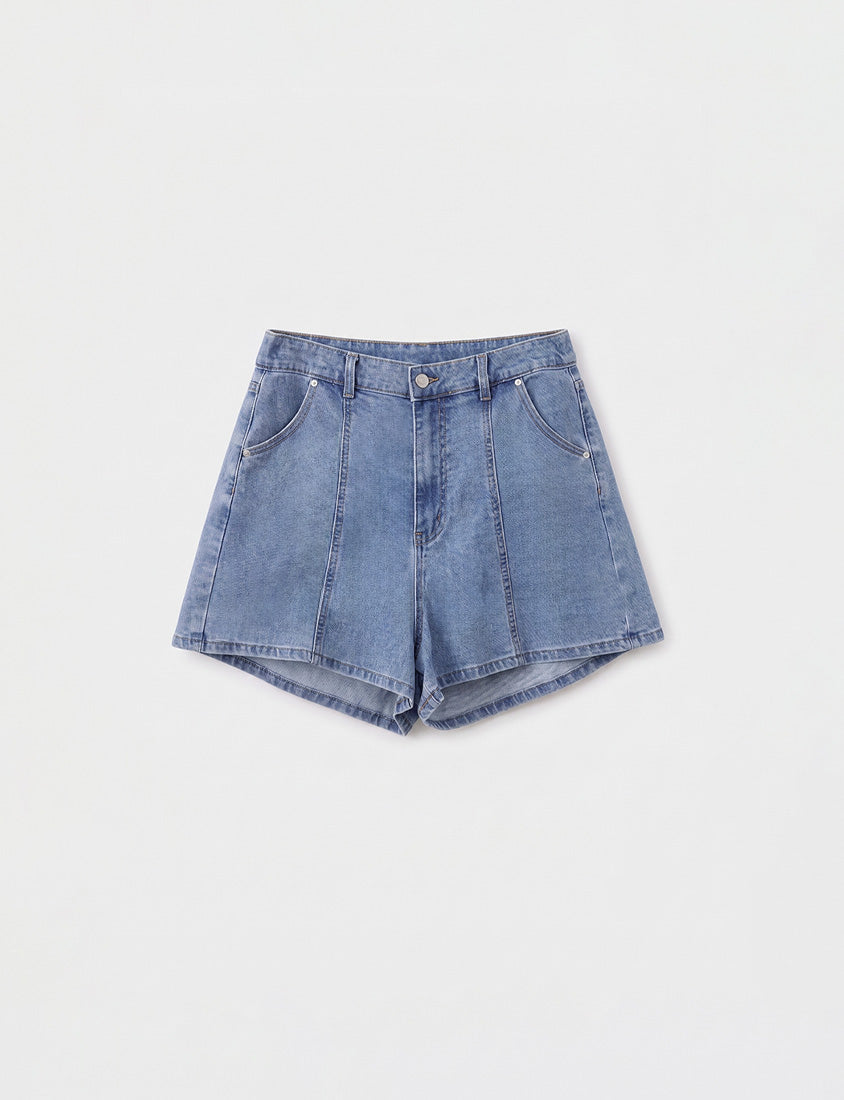 Apple-Shaped Friendly! Perfect Fit Slim Fit A-Line Plus Size Denim Shorts