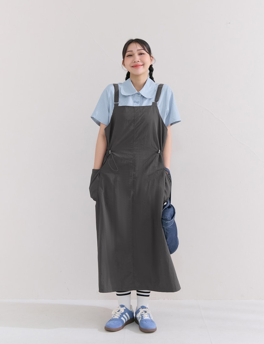 Light Utility Adjustable Strap Plus Size Maxi Dress