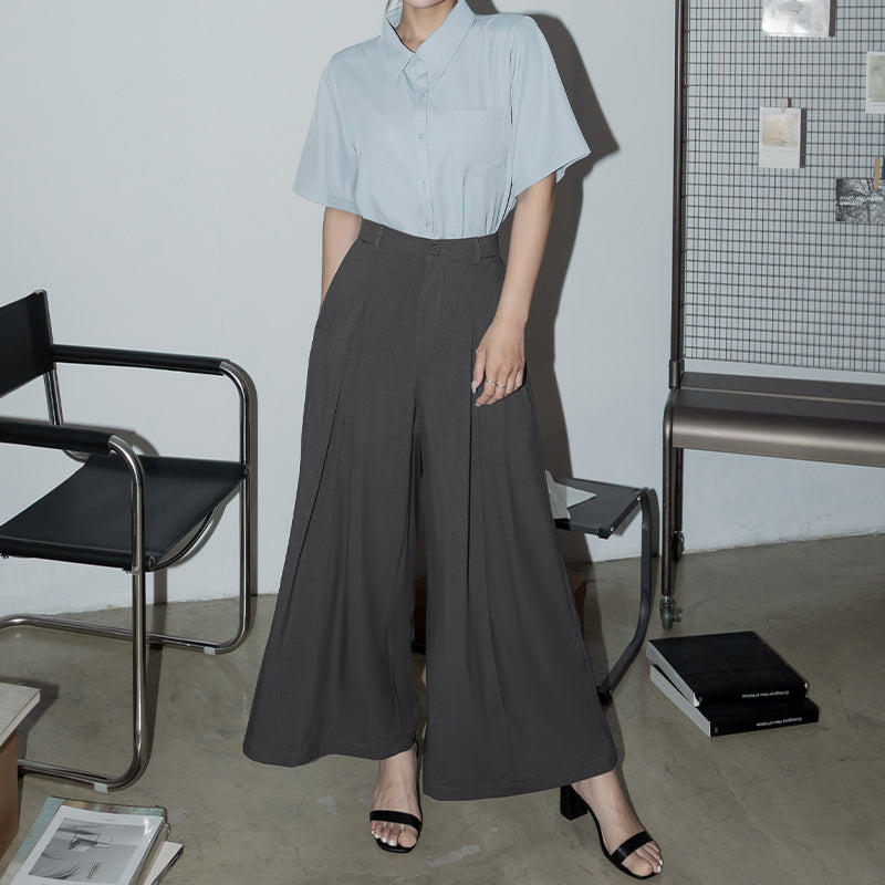 Pleated Cropped Plus Size Wide-Leg Pants