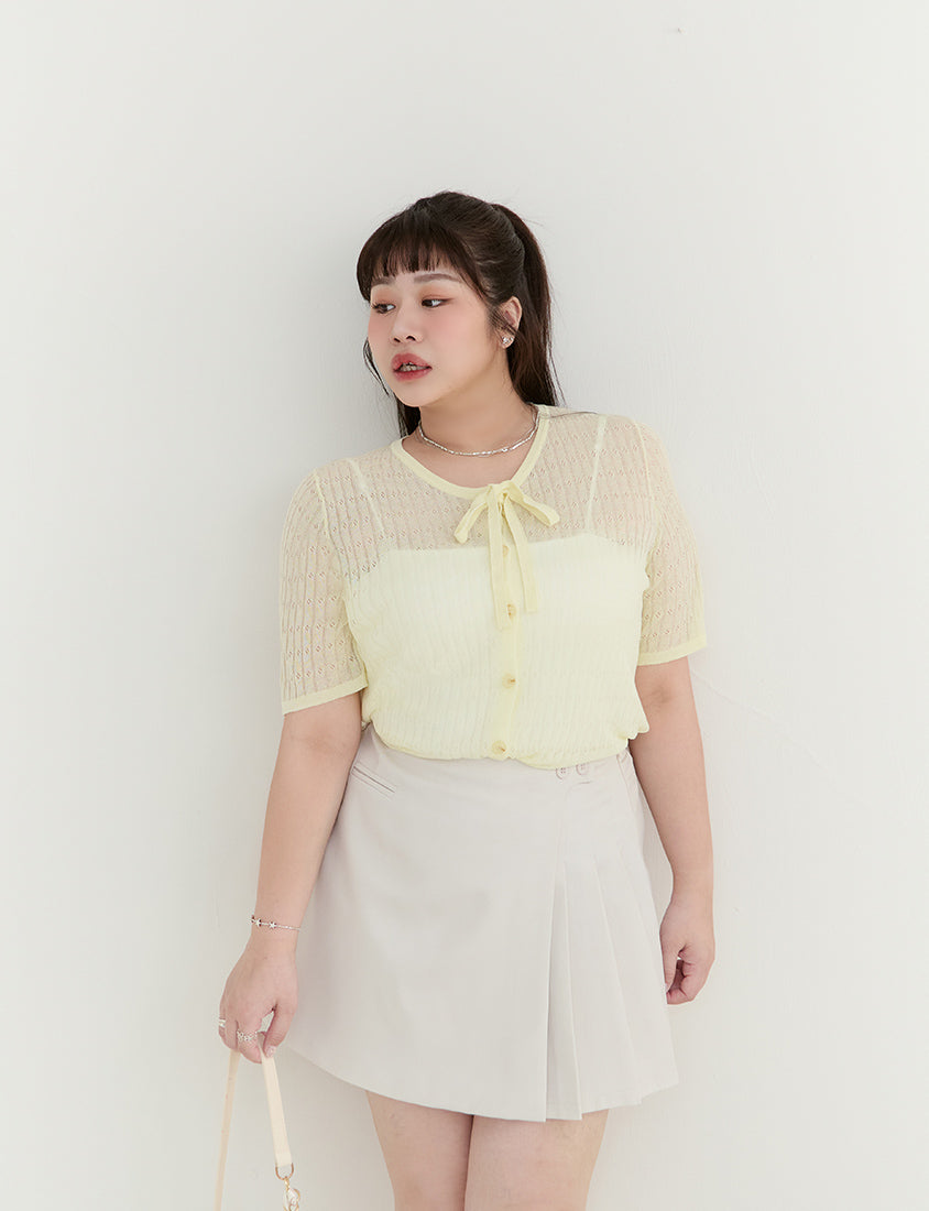 MISS. Lyocell Linen Ribbed Knit Plus Size Cardigan