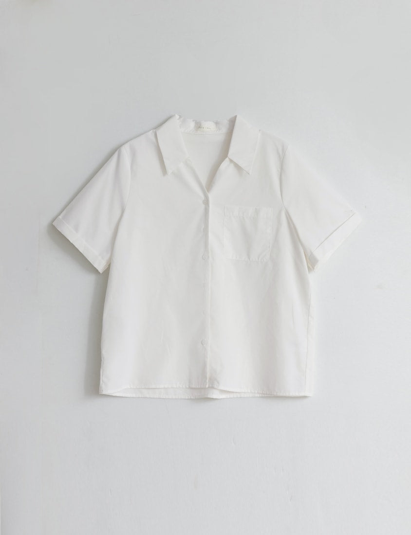 MISS. Minimal V-Neck Placket Rolled Sleeve Plus Size Shirt