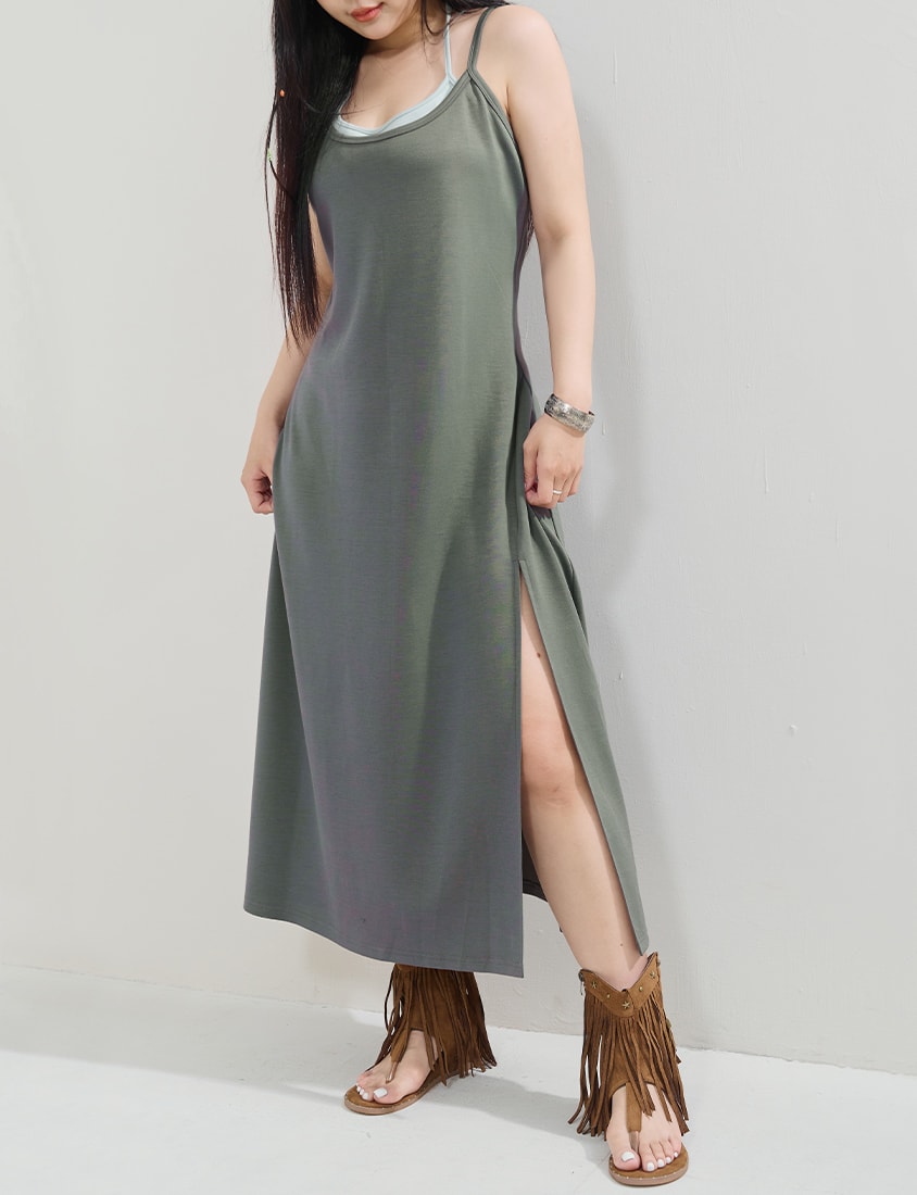 MUA! Cloud Cotton Faux Two Piece Plus Size Maxi Dress