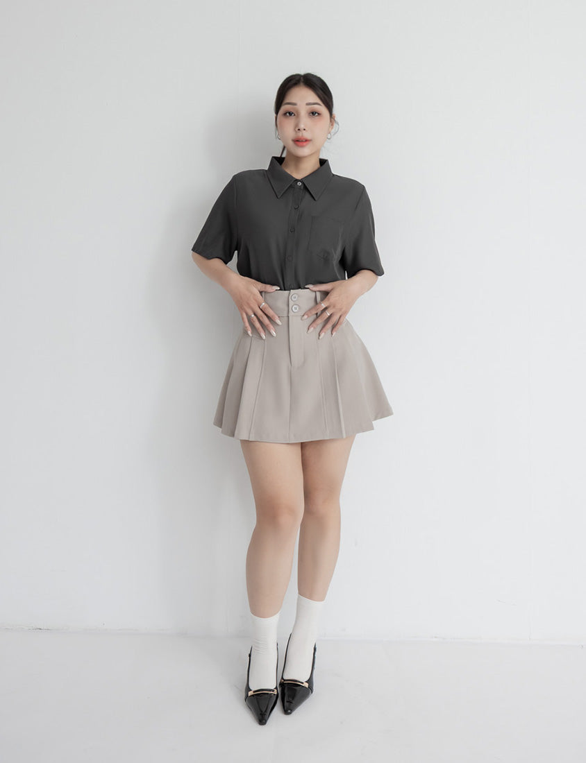 MISS. Silky Cool Classic Morandi Plus Size Shirt