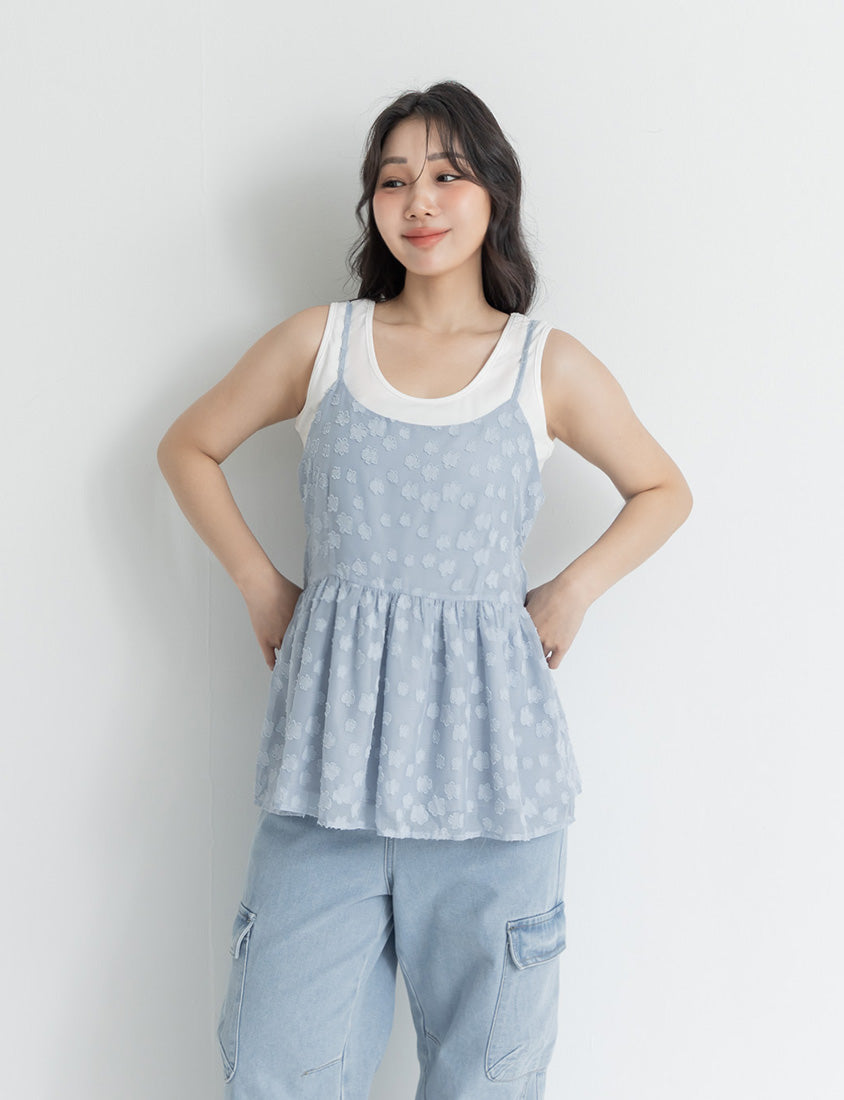 Japanese Floral Jacquard Strap Plus Size Cami Vest