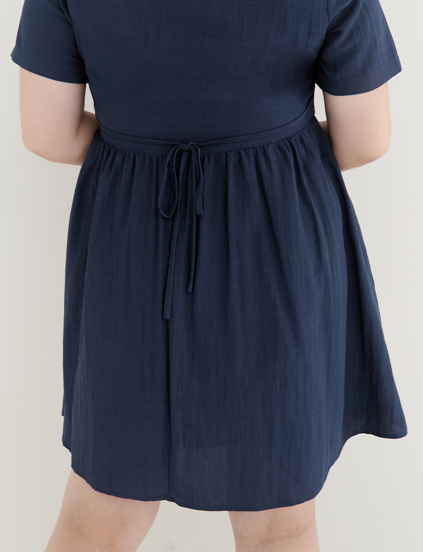 Casual Skin-Friendly Pleated Plus Size Mini Dress
