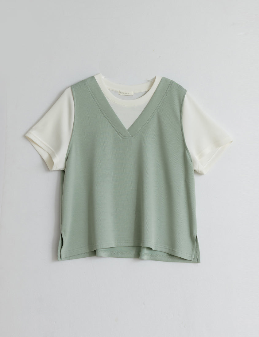 Instant Icy Cooling Cloud Cotton Faux Two Piece Plus Size Tee