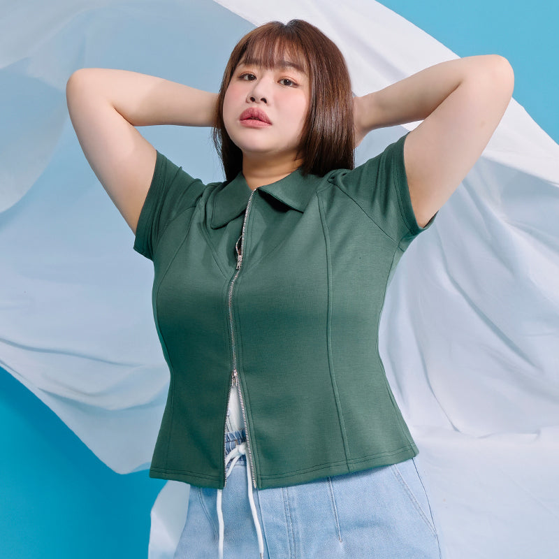 Instant Cool Cloud Cotton Double Zip Plus Size Shirt