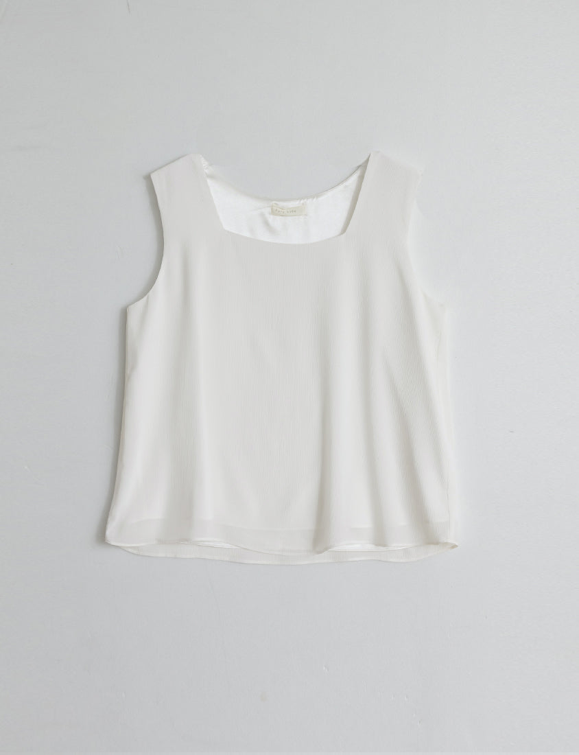 MISS. Textured Crinkle Chiffon Square Neck Plus Size Tank Top