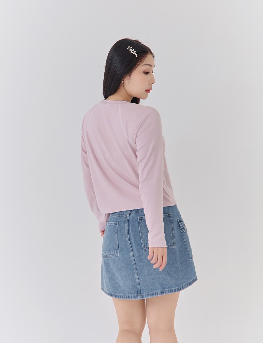 Round Neck Colorblock Topstitch Plus Size Slim Fit Top