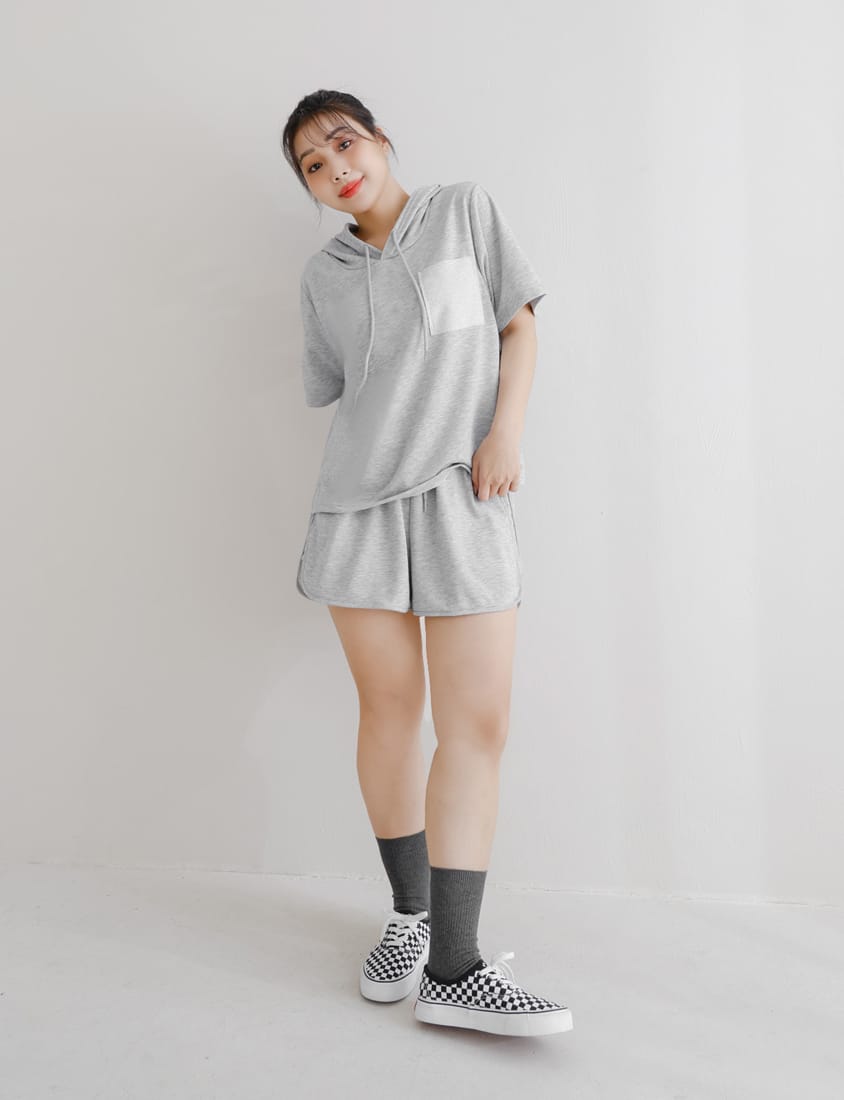 MISS. Casual Slit Drawstring Plus Size Shorts