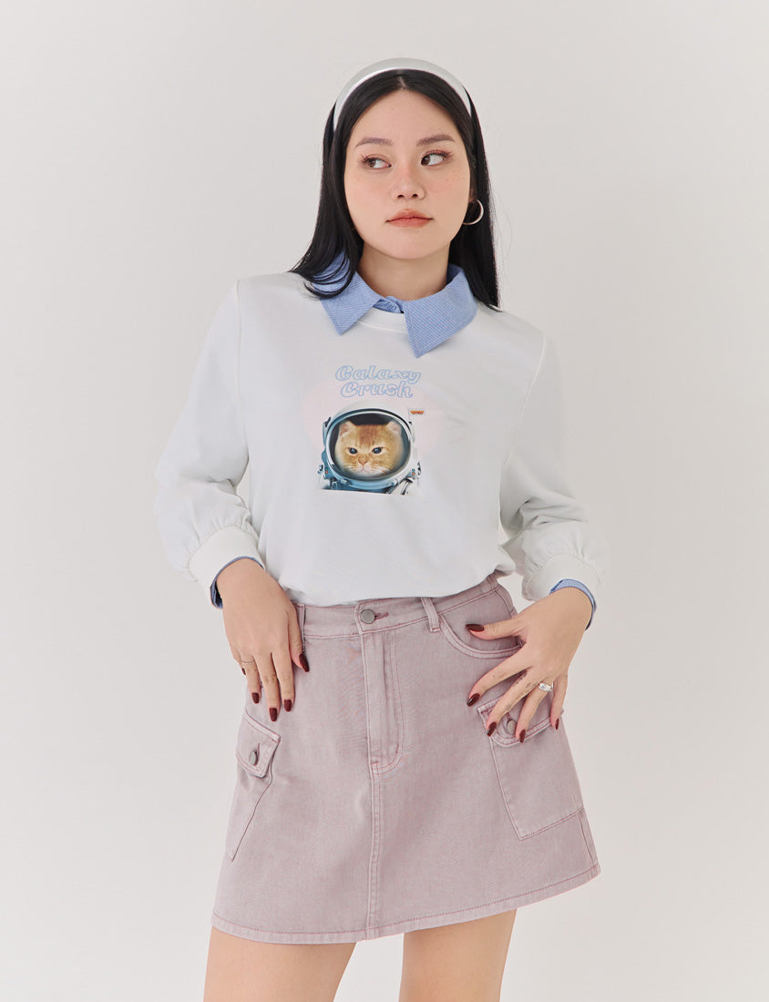 Spacesuit Cover Cat Graphic Plus Size Sweater (Unisex) (MIND.A.DAY Collaboration)