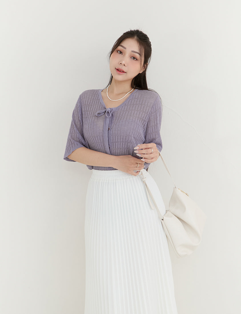 MISS. Lyocell Linen Ribbed Knit Plus Size Cardigan