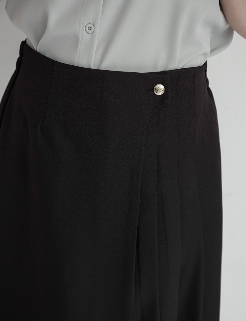 MISS. Asymmetric Pleated A-Line Plus Size Tailored Skirt