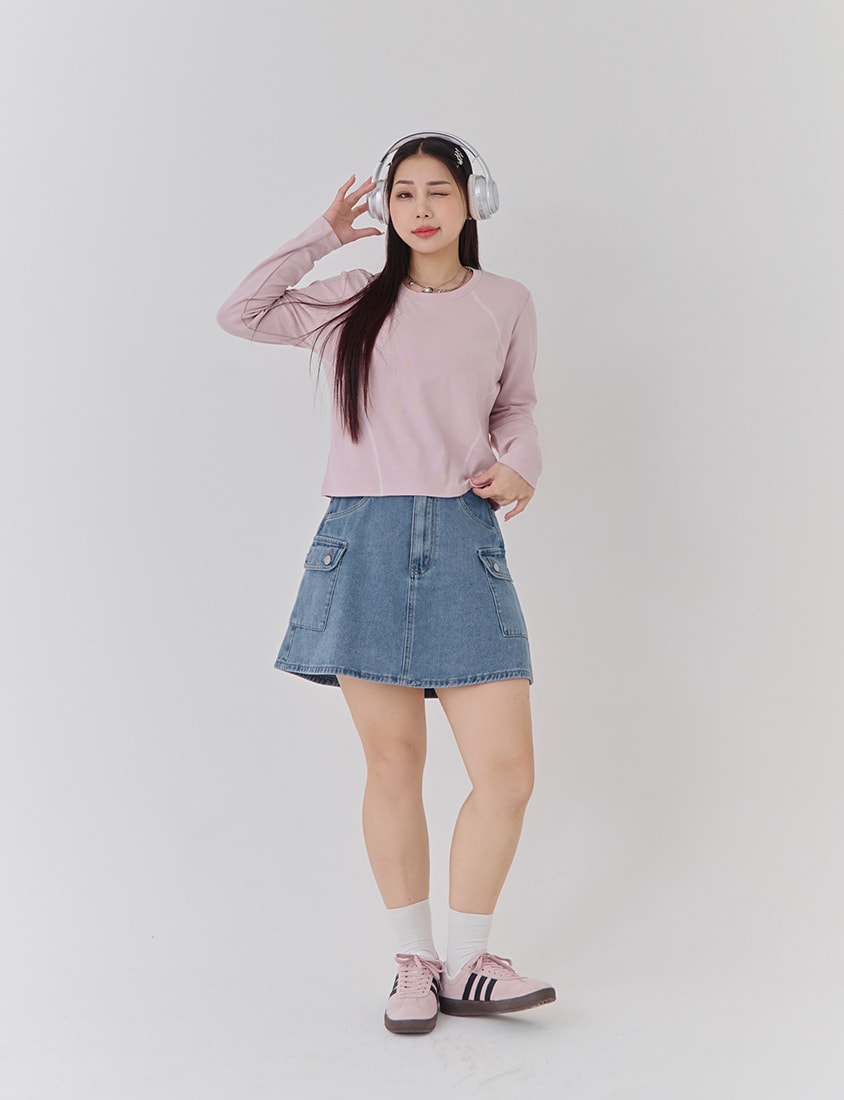 Round Neck Colorblock Topstitch Plus Size Slim Fit Top