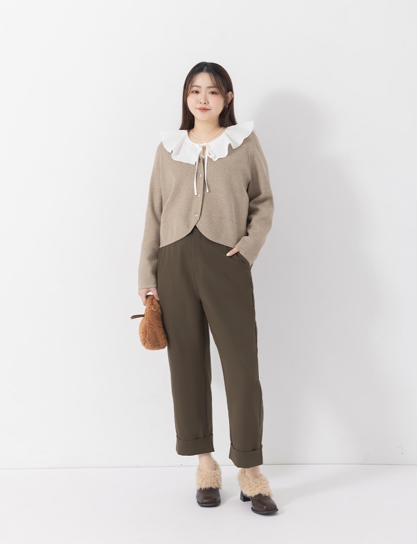 MISS. Boyfriend Style Cropped Cuffed Plus Size Tailored Pants