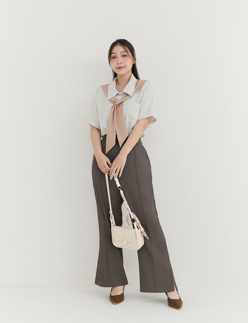 MISS. Morandi Faux Two Piece Plus Size Shirt (With Shawl)
