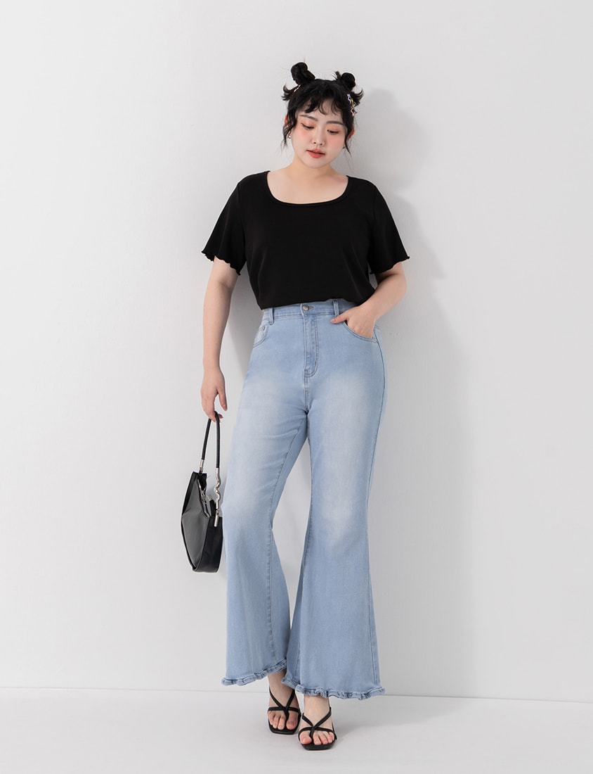 Instant Cooling Cloud Cotton Square Neck Plus Size Tee