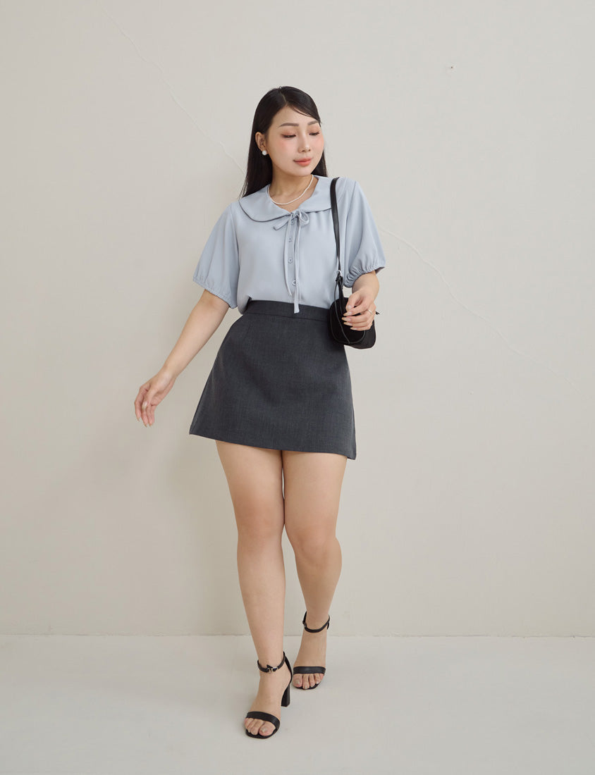 MISS. Silky Cool Wrinkle-Resistant Tie-Front Plus Size Collar Shirt
