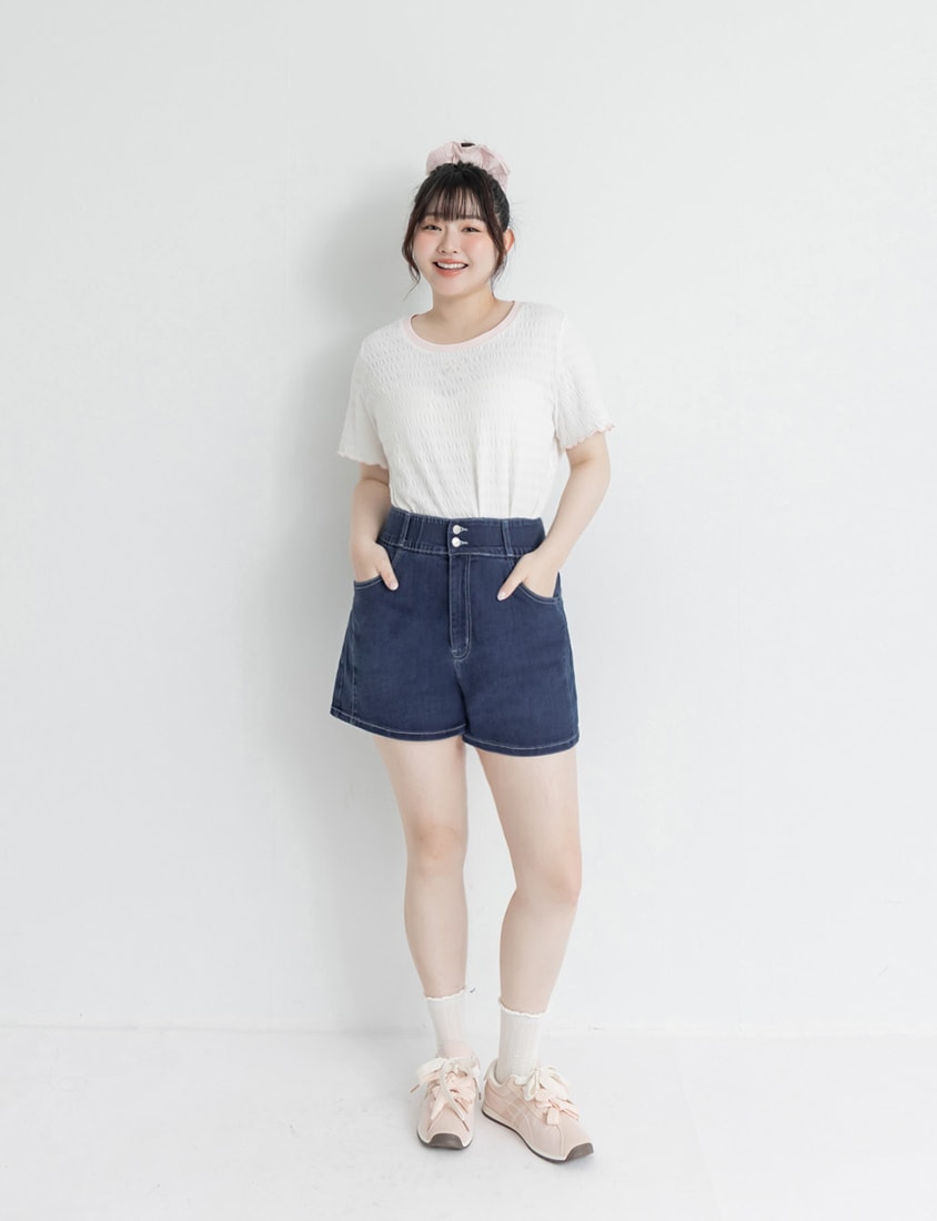 Slimming High Waist A-Line Plus Size Denim Shorts