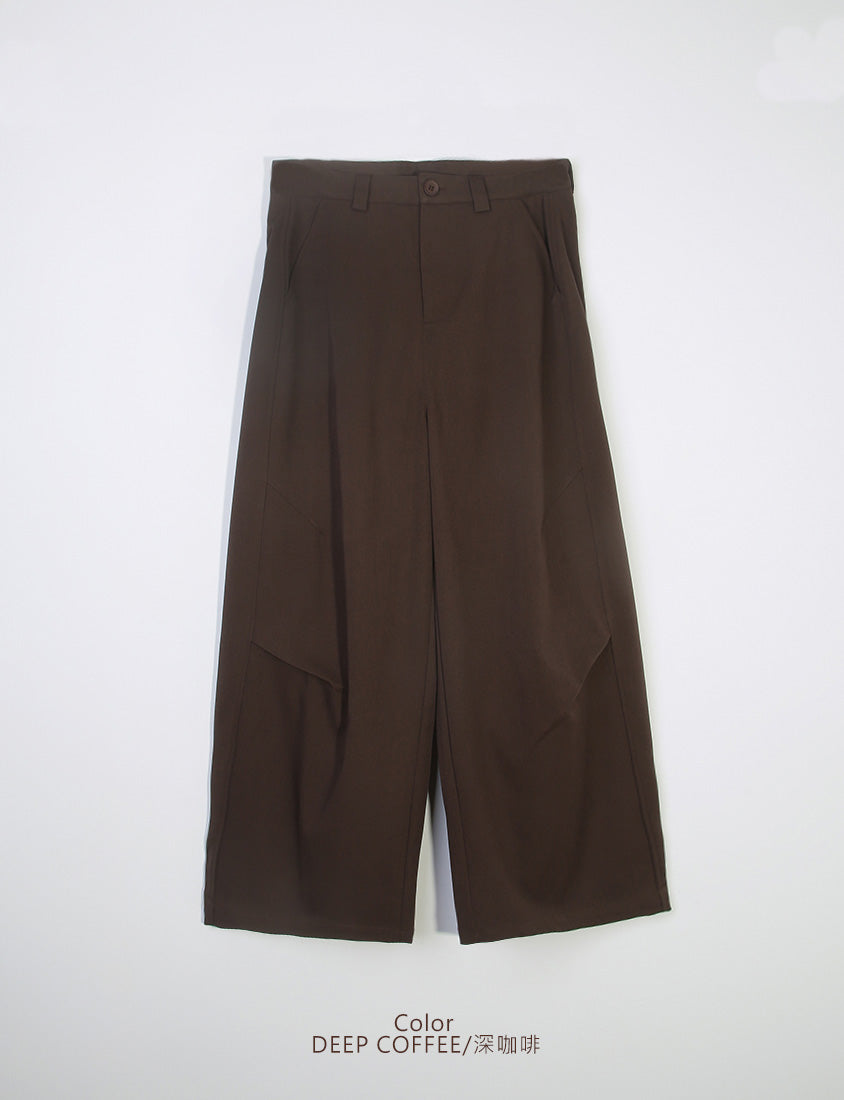 Elastic-Back Curved-Leg Plus Size Trousers