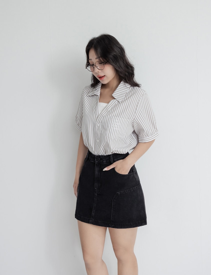 Sweet & Edgy Utility Cargo Pocket A-Line Plus Size Mini Skirt
